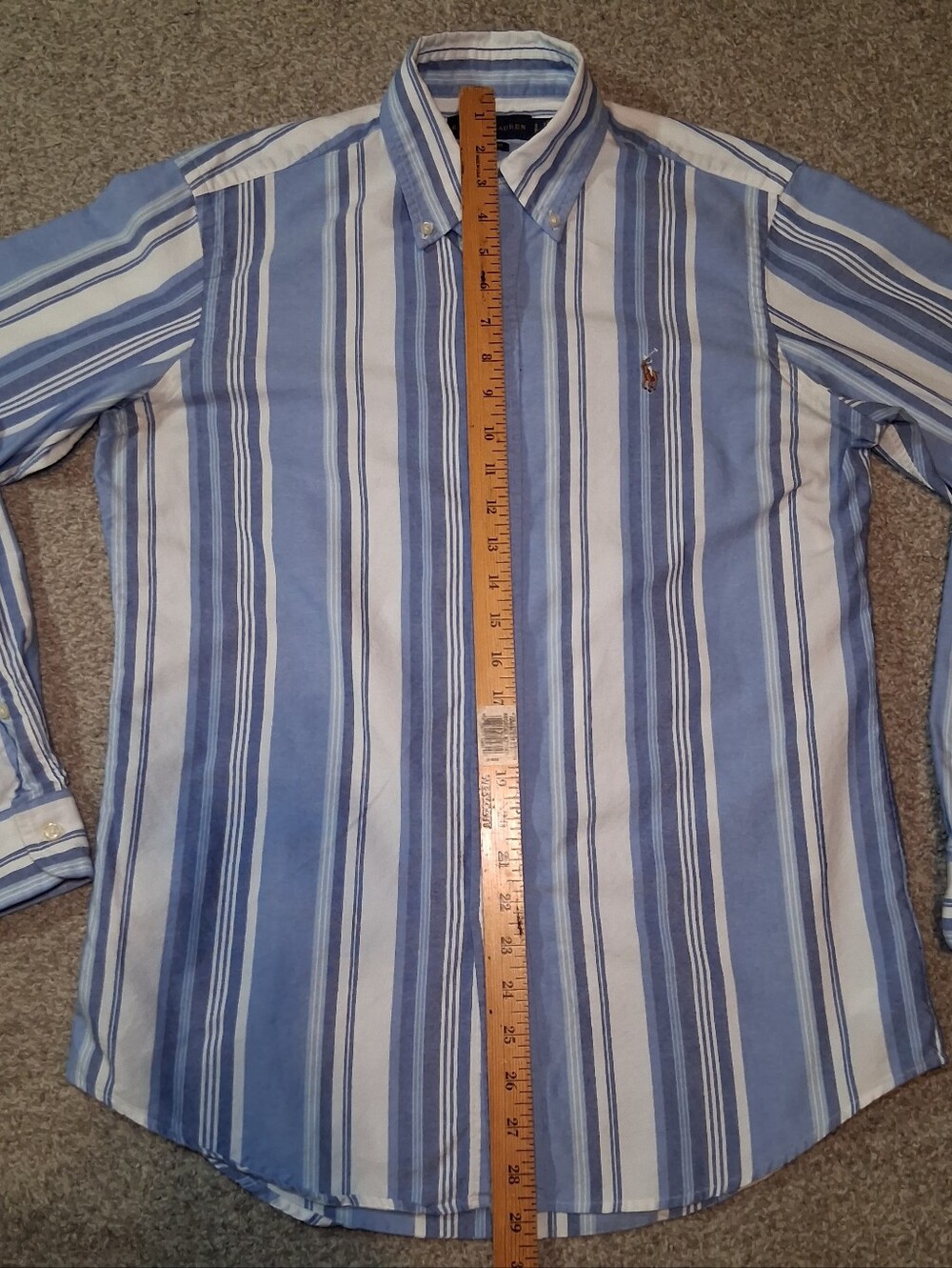 Ralph Lauren Blue Label Small Button Down Striped Shirt Blue White - Picture 7 of 8